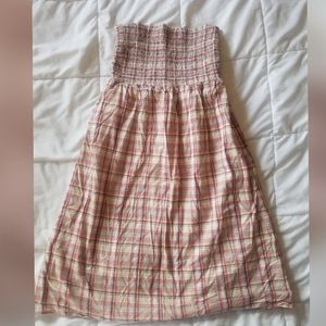LOFT plaid strapless dress plaid summer print